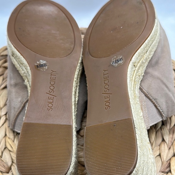Sole Society Women's Taupe Suede Espadrille Slides - Picture 9 of 9
